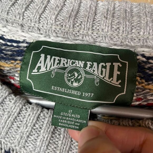 American‎ Eagle Mens Super Soft Fair isle Crew Neck Sweater Large Tall - Picture 6 of 9